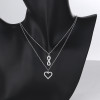 Zirconia cúbica brillante Aaa | Collar de cruz de corazón minúsculo | Collar Doble De Plata De Ley Para Mujer