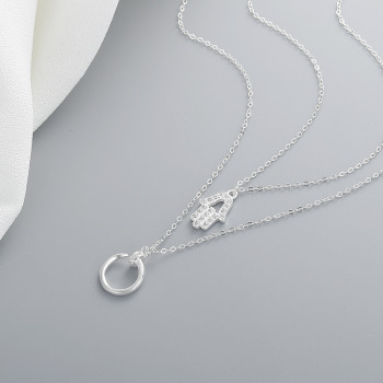 Women Silver Pendant Sterling | Simple Chain Double Necklaces Pendants For Jewelry