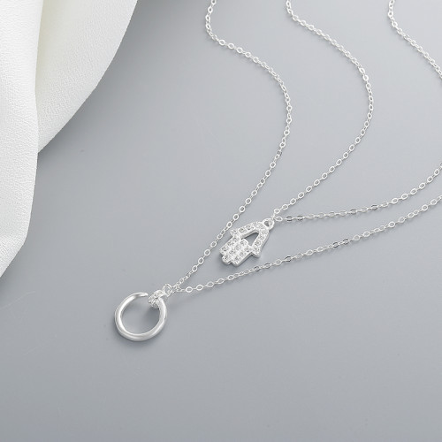 Colgante Stirling Mujer Plata | Colgantes de collares dobles de cadena simple esterlina para joyería