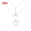 Fine Women Sterling Silver 925 Jewelry Pendant | Silver Choker Pandora Double Layered | Heart Shaped Eiffel Tower Necklaces Jewelry
