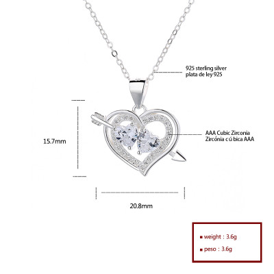 Wholesale Fashion Luxury | Aaa Zircon 925 Cupid Heart Sterling Silver Necklace | Fine Gemstone For Women