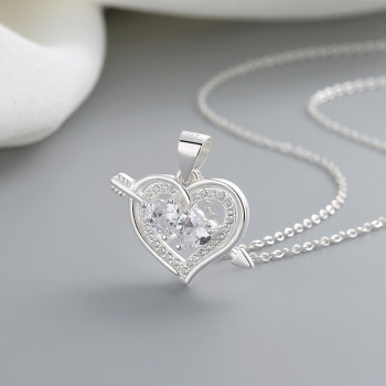 Wholesale Fashion Luxury | Aaa Zircon 925 Cupid Heart Sterling Silver Necklace | Fine Gemstone For Women