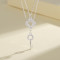 Boho 925 Sterling Silver Cubic Zirconia Pendant | Long Silver Four Leaf Clover Key Multilayer Necklaces For Women
