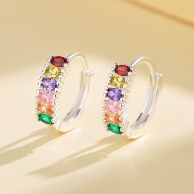 Wholesale Colored Aaa Cubic Zirconia | Sterling Silver Earring Hook 925 | Silver Geometric Vintage Huggies Earrings For Women