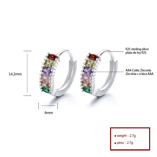 Wholesale Colored Aaa Cubic Zirconia | Sterling Silver Earring Hook 925 | Silver Geometric Vintage Huggies Earrings For Women