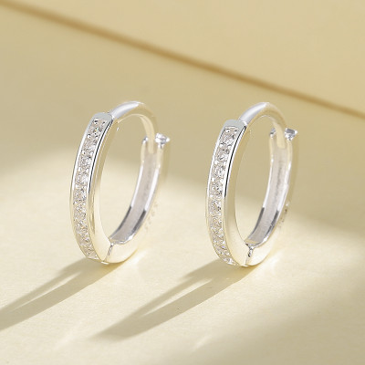 Wholesale High Quality Round White Zircon | 925 Sterling Silver Huggie Earring For Ladies Jewellery