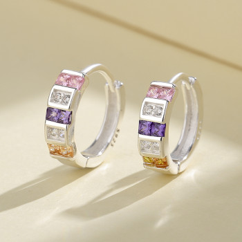 Wholesales Fine Jewelry | Small Colourful Aaa Cubic Zirconia | S925 Sterling Post Silver Earrings Stamped For Women