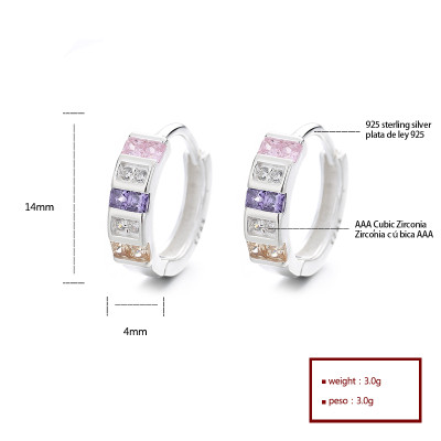 Wholesales Fine Jewelry | Small Colourful Aaa Cubic Zirconia | S925 Sterling Post Silver Earrings Stamped For Women