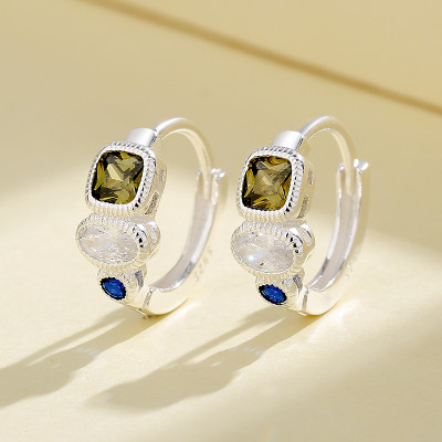 2023 Fashion Bridal Jewelry | Large Cubic Zirconia Hoop Earrings Silver Plated | S925 Sterling Silver Earrings For Women