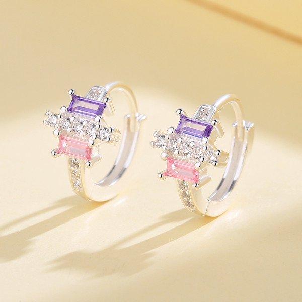 Fashion Round High Quality | Cubic Zirconia Silver Hoop Geometric | Unique Silver 925 Earrings For Women