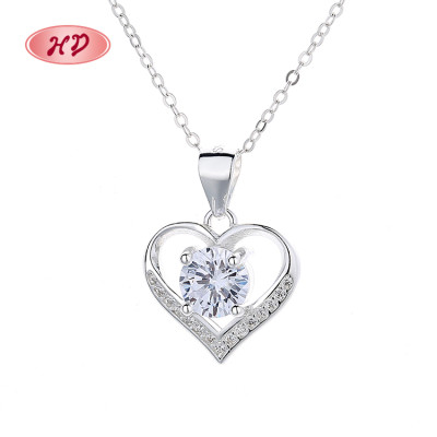 2023 Sterling Silver 925 Fine Chain | Heart Shaped Zircon Pendants Necklace