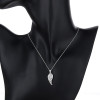 Fashion Women Cubic Zirconia 925 Sterling Silver Jewelry Feather Pendant Chain Necklace For Ladies