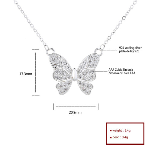 Hd Jewelry Fashion Adjustable Bulk | 3A Zirconia Silver Sterling Charm | 925 Butterfly Pendant Necklace And Custom Jewlery