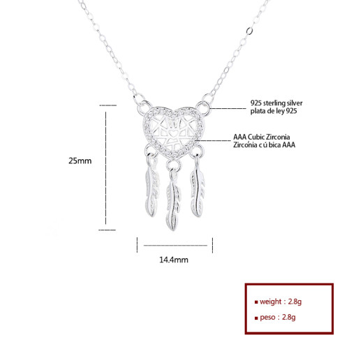 Fashion Jewelry 925 Sterling | Pure Silver Cross Chain Necklace | Dream Catcher Pendant For Women