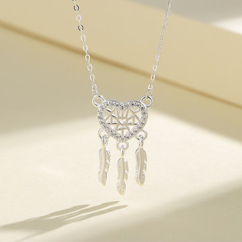 Fashion Jewelry 925 Sterling | Pure Silver Cross Chain Necklace | Dream Catcher Pendant For Women