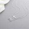 Wholesale Women Jewelry Zirconia 925 Sterling Silver Cross Double Layer Necklace Pendant