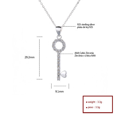 Free Shipping Circle Key Silver Plated | Moissanite Women Jewelry Necklace | S925 Sterling Silver Necklaces For Mom
