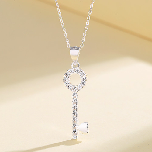 Free Shipping Circle Key Silver Plated | Moissanite Women Jewelry Necklace | S925 Sterling Silver Necklaces For Mom