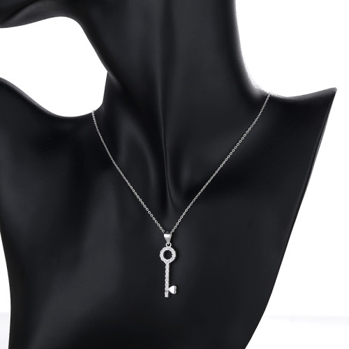 Envío Gratis llave circular plateada | Collar de joyería de mujer Moissanite | Collares de plata de ley S925 para mamá