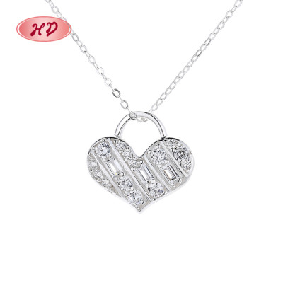 Wholesale Fine Aaa Zirconia | 925 Sterling Silver Charm Heart-Shaped Lock Necklace | Pendant For Women Fashionable Jewellery