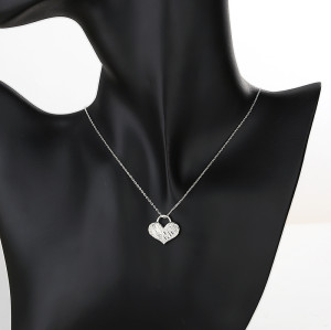 Venta al por mayor Circonita fina Aaa | Collar con candado en forma de corazón con dije de plata de ley 925 | Colgante Para Mujer Joyería De Moda