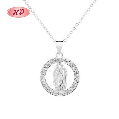 Zirconia 925 Sterling Silver Round Pendant Necklace For Ladies Jewellery