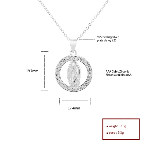 Zirconia 925 Sterling Silver Round Pendant Necklace For Ladies Jewellery