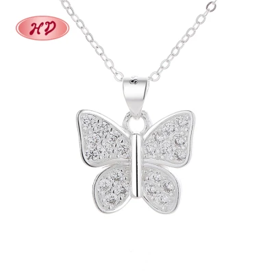 Wholesale Luxury Fashion Microinlay Aaa Zircon Necklace 925 Sterling Silver Curb Chain Butterfly