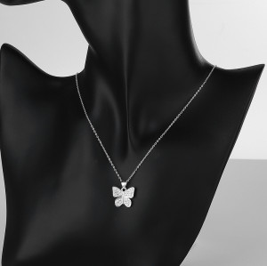 Microincrustaciones de moda de lujo al por mayor | Collar de mariposa con cadena curvada de circón Aaa | Plata de ley S925 para mujer.