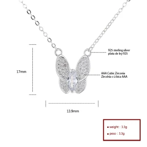 Wholesale Fashiona Aaa Zirconia | 925 Sterling Silver Charms Butterfly Pendant Necklaces For Jewellery