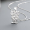 Wholesale Fashion Blank |  Hip Hop Hand Inlay Aaa Zircon | 925 Owl Silver Pendant Necklace For Unisex