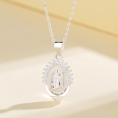 Envío Gratis personalizado S925 tallado Aaa Micro circón insertado piedra natal colgante de plata esterlina para mujer