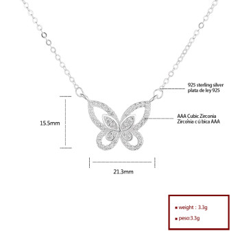 Fine Bulk Jewelry Aaa Zirconia Charm | 925 Silver Sterling Hollow Butterfly | Pendant Necklaces For Women Wedding
