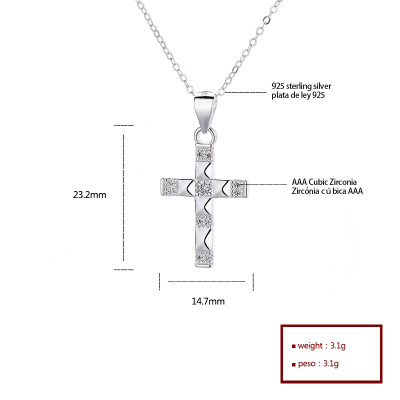 Mexico Pendant Silver S925 | Sterling Silver Cubic Cross Custom Engraved Necklace Pendant