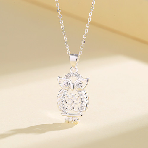 Wholesale Fashion Bulk Aaa Zirconia | 925 Charm Animal Owl | Sterling Silver Pendant Necklaces For Ladies Jewellery