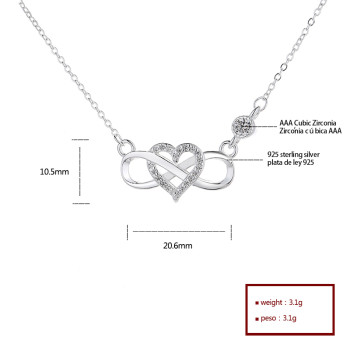 Wholesale Fashion Jewelry: Stainless Steel Glossy Sterling Heart Bow with S925 Sterling Supplies and Cz Zircon - Fast Shipping & Professional Service