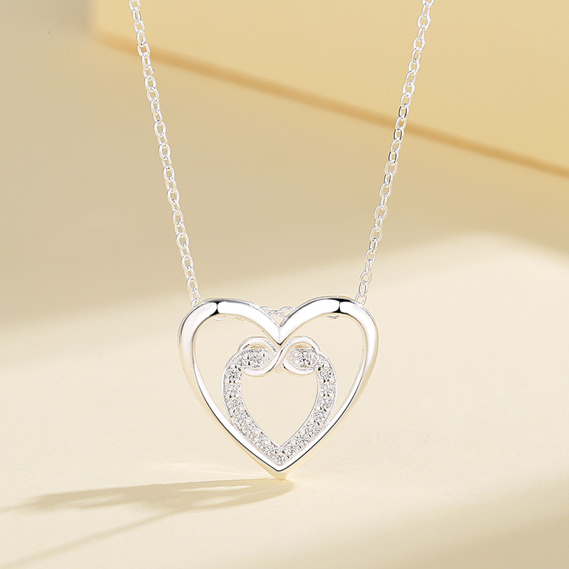 Collar de búho en forma de corazón de plata S925