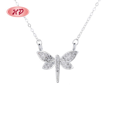 Wholesale Custom Luxury Jewelry: AAA Zirconia Sterling Charm Necklaces with Dragonfly Pendant - Perfect for Women's Fashion