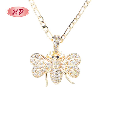 Luxurious Wholesale Fashion Aaa Zircon Cubic Zirconia 18K Gold Animal Jewelry: Bee Necklace for Women