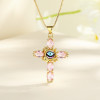 18K Gold Plated Cross Pendant Necklace with Religion Eye - Perfect for Wholesale and Retail