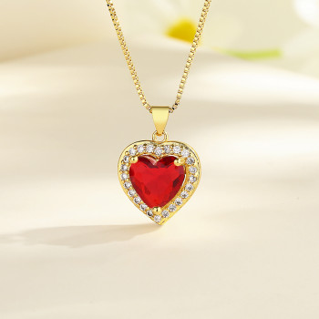 Exclusive Wholesale: 18K Gold-Filled Heart Necklace with Shiny 3A Zircon Cubic Zirconia - Perfect for Women