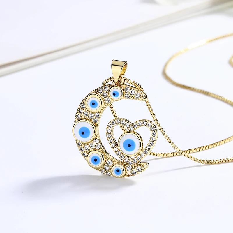 18K Gold-Plated Half Moon Heart Necklace