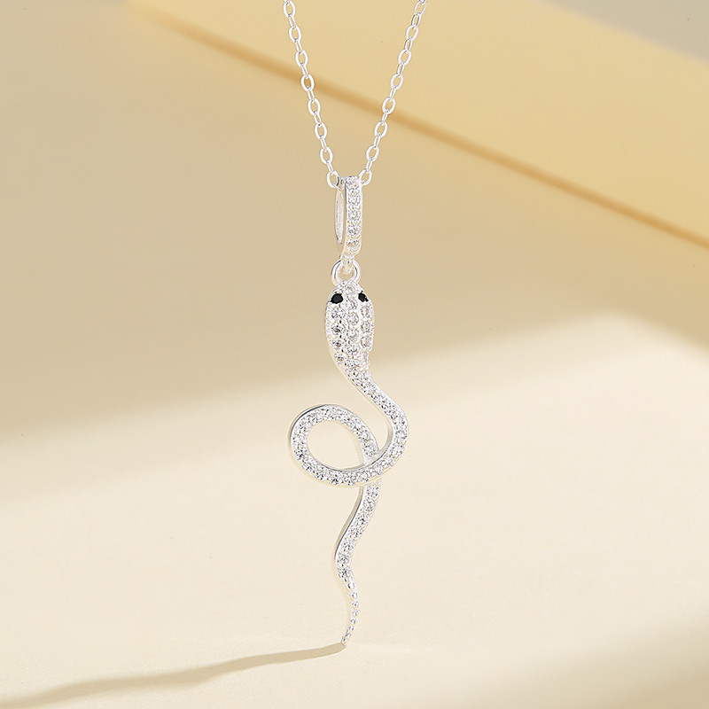 Discover the Alluring Charm of the Snake Zircon Silver Necklace