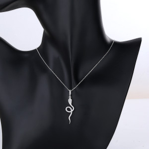 Wholesale Charm Jewelry: Elegant Adjustable Snake with Zirconia Pendant in 925 Silver