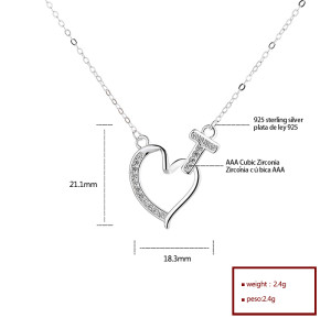 Get the Latest Fashion: Wholesale Vintage Heart Pendant Necklace in 925 Silver with Zirconia Customization Options