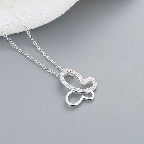 High-Quality 925 Silver Plated Butterfly Necklace with 3A Zirconia Pendants - Wholesale Fashion Jewelry for Women, Fast Shipping Available
