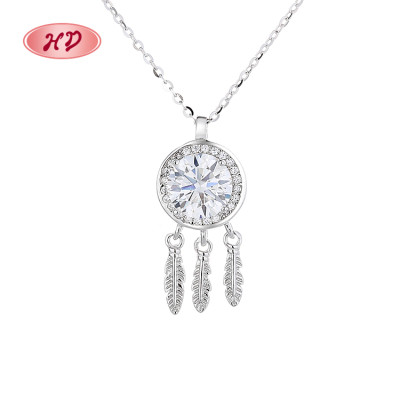 Wholesale Fashion Jewelry: Customizable 925 Sterling Silver Dreamcatcher Necklaces with Zirconia Pendants