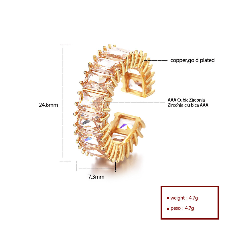 anillo de latón chapado en oro de 18 k con circón