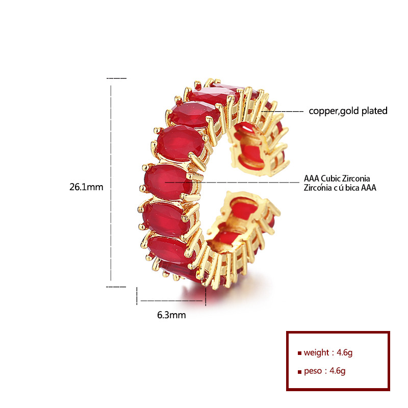 anillo de latón chapado en oro de 18 k con circón