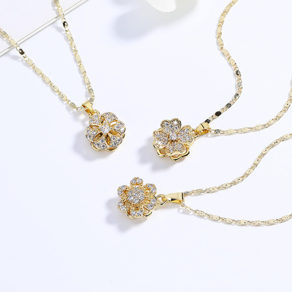 Wholesale Fashion Jewelry: Customizable 18K Gold Filled Flower Necklaces for Women